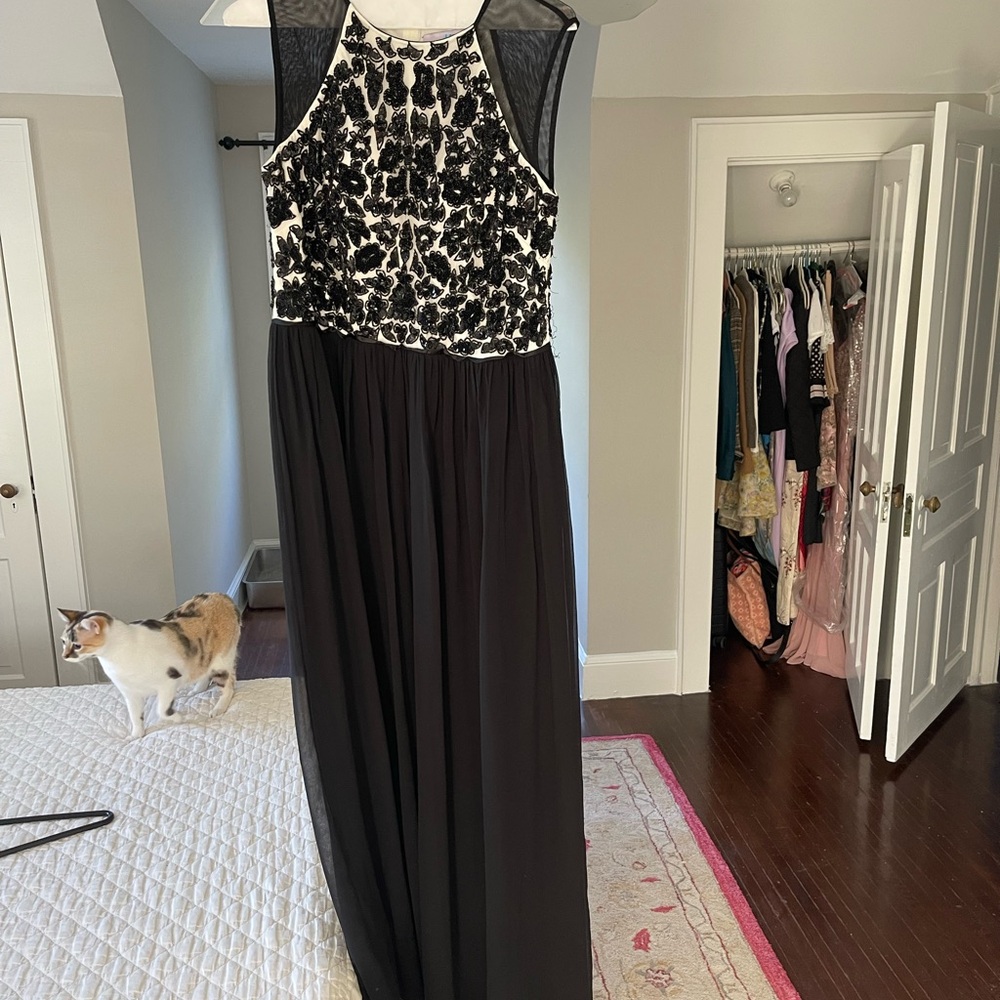 JS Collections Black and White Maxi Dress